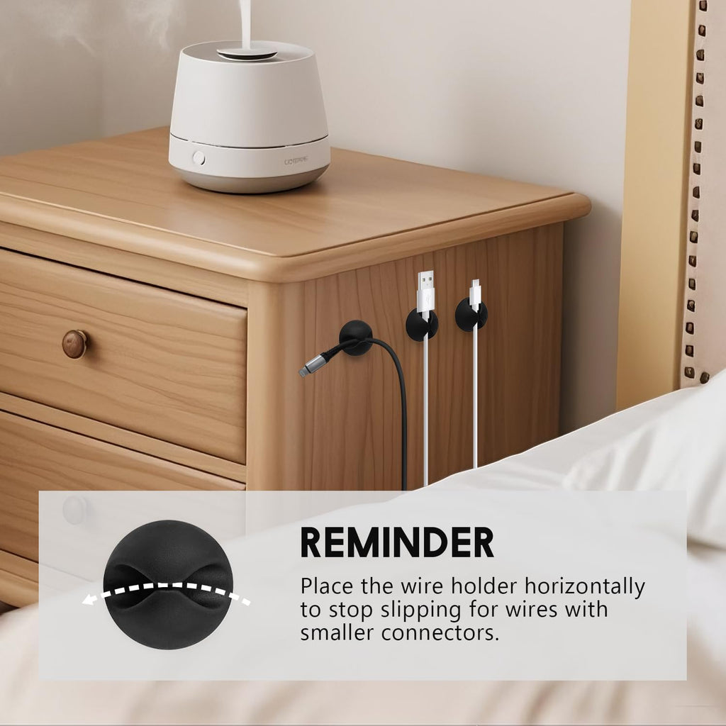 Phone Charger Cord Holder, Mini Cable Clips Wire Organizer, Cable Management for Desk, Office and Nightstands, 9 PCS